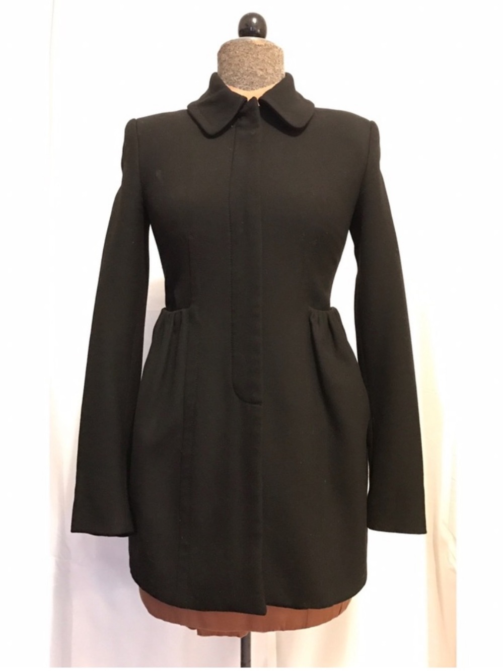 Zara Black Long Sleeve Collared Dress Coat